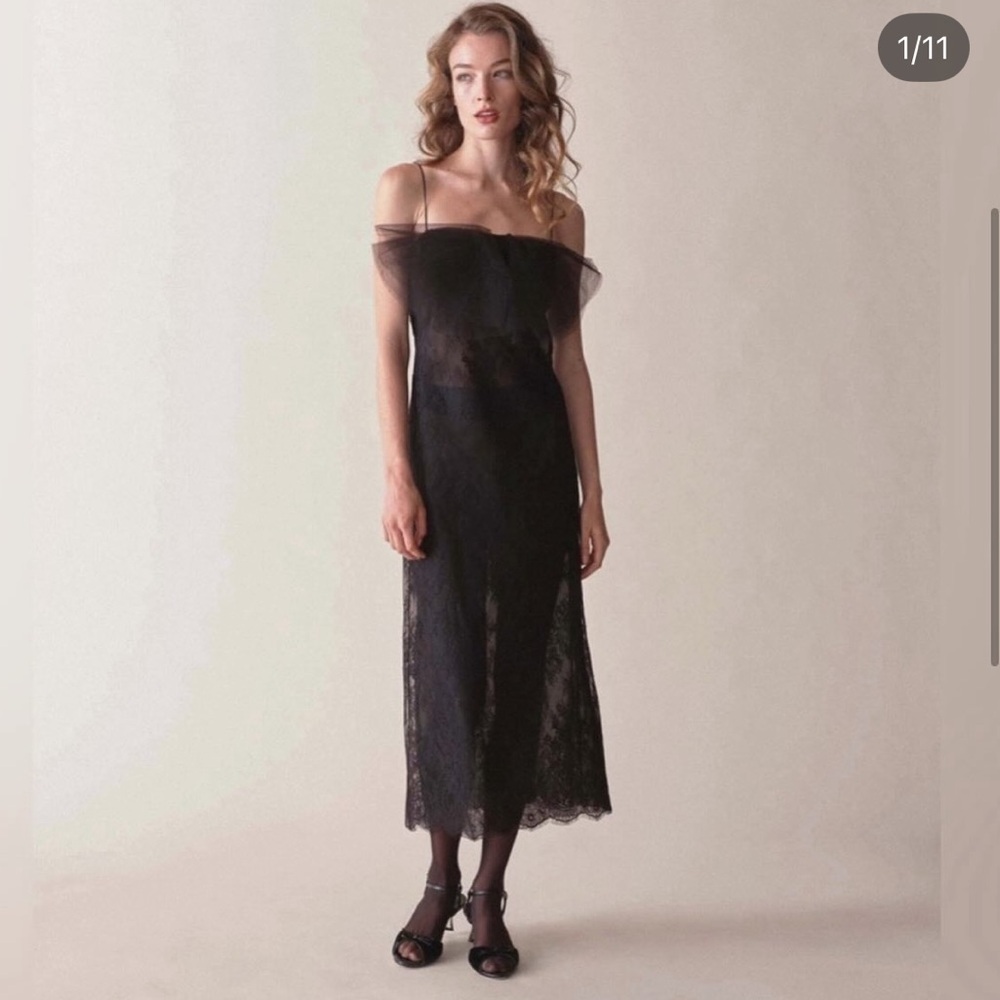 Doen Aurina Black Lace Slip Dress EUC XS
